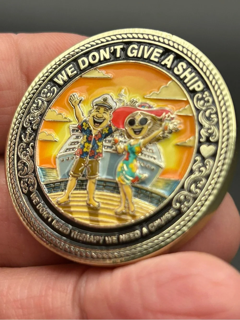We Don't Give a Ship Commemorative Coin - Colorful Sunset Design